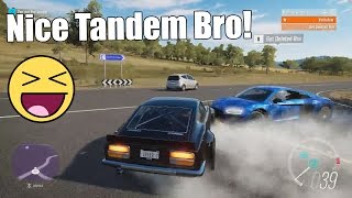 Datsun & Audi R8 Tandem Fun! Gamertag Reveal! | Forza Horzion 3