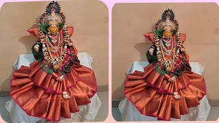 Varamahalakshmi pooja decoration #Varamahalakshmi saree draping#Saree draping