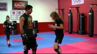 World Champion Kathy Long teaching a Kickboxing Seminar at Claycomb Karate Academy