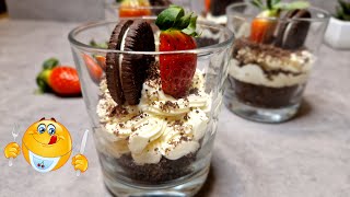 (Untertitel👍)🍓 Oreo Dessert 🍮 Nachtisch 🍓 Oreo Bisquit 🍪 Kekse so lecker 😋 Oreobecher 10 Min Rezept