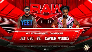 Jey USO Vs Xavier Woods - Intercontinental championship Match At RAW | WWE 2k24