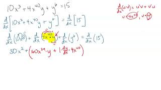 Implicit Diff Example (with product rule)