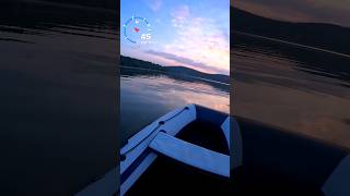 Yamaha 9.9 разгон и максимальная скорость (350 нднд) #sky #sun #water #sunset #boat #speed #nature