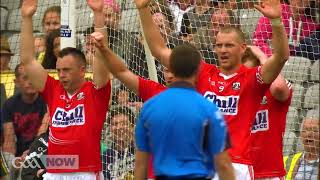 MICHAEL MEEHAN SOMEHOW BLASTS THE BALL PAST 9 CORK LANGERS TO THE BACK OF THE NET- GALWAY V CORK GAA