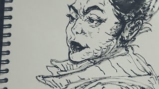 In my Sketchbook tour | only Brushpen drawing #StylizedPortrait impressive