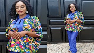 Tie neck cowl bubu top tutorials. How to cut and sew tie neck kaftan bubu top. Trend bubu top. #bubu