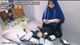 TIPS BELANJA ONLINE HEMAT BERMANFAAT || UNBOXING SHOPEE HAUL MAINAN EDUKASI ANAK & BAJU MURAH MERIAH