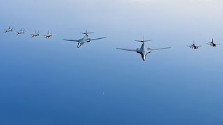 Formation of B-1s, F-15s & F-16s over Middle East