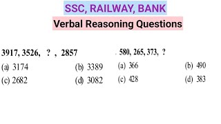 Verbal Reasoning Question | Number Reasoning Question | SSC, Bank, Railway | Part- 5