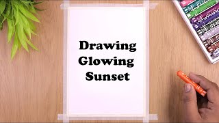 Easy Glowing Sunset landscape Scenery / Drawing with Oil Pastels / Step by Step