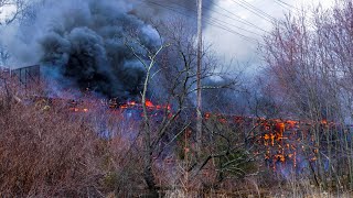 FULLY INVOLVED HISTORIC MATAWAN TRAIN TRESTLE FIRE Matawan New Jersey 3/22/23