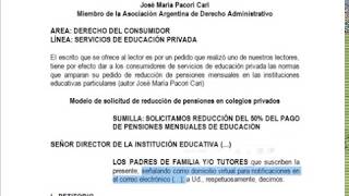 MODELO ESCRITO REDUCCIÓN PENSIONES COLEGIO PARTICULAR