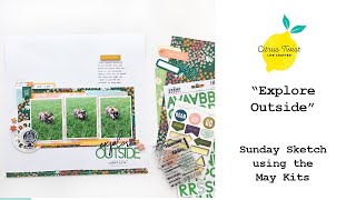 Explore Outside: 12x12 Layout for Citrus Twist Kits Sunday Sketch