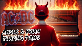 AC/DC's Angus Young & Brian Johnson playing piano