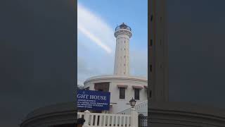 A lighthouse is a tower, The beacon is used by sailors to help guide their ship at night.