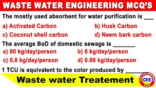 Waste water Engineering mcq | treatment of sewage water mcq | characteristic of sewage water mcq