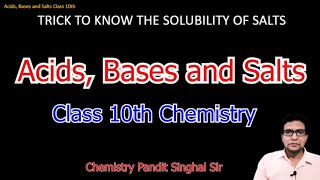 Trick To Know The Solubility Of Salts | Acid Bases and Salts Class 10 | Chemistry Pandit Singhal Sir