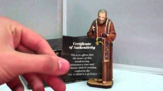 Buy Catholic Statues ~ St Padre Pio Statue Carved Wood 8 inch