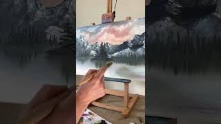 Fun oil landscape painting #bobross #art #artist #artshorts #painting #artwork #shortsvideo #easy