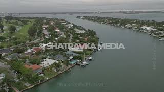 Miami North Beach - Dark Cloudy Early Morning Aerial Stock Footage