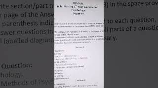 Previous year exam paper 📄of psychology 🤓💙 important questions  💯 for the first nursing students 🩺💙