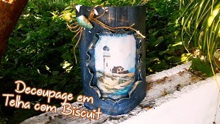 Decoupage em Telha com Biscuit / Decoupage in Roof Tile with Biscuit