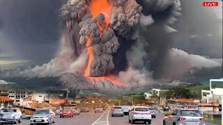 Italy panic: Live footage Stromboli volcano giant caldera collapse,spewing ash and lava cover Sicily