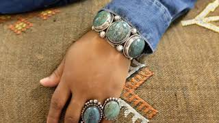 Sterling Silver Hubei Turquoise Navajo Cuff