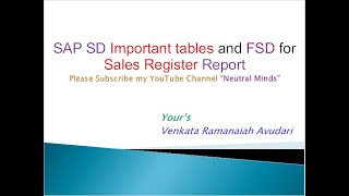 SAP SD Important tables and FSD - Functional Specification Document Preparation for sales register