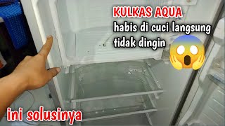 SOLUSI KULKAS AQUA TIDAK DINGIN TAPI LAMPU MENYALA