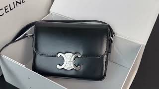 Celine CLASSIQUE TRIOMPHE BAG Calf Skin Crossbody - Black