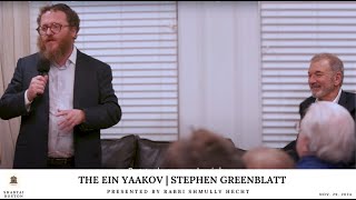 Rabbi Shmully Hecht - Presenting the Ein Yaakov to Harvard Professor Stephen Greenblatt (Short)