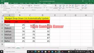 MS Excel - How to Automatically Updated Dropdown List and Table Insert|