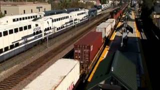 Metrolink, UP, BNSF trains in Riverside, CA Sunday mornng 11 27 11