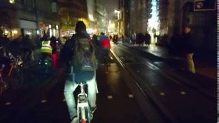 Manchester Critical Mass - October 2016 - Dodging the Cross Street tram tracks