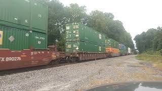 Norfolk Southern Intermodal Stack Train 240 at Belmont, NC 9-29-23.