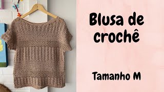 Blusa de crochê - Linda, com vários padrões de pontos