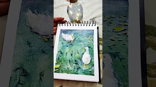 Floating ducks #shorts #art #artist #watercolorpainting #paintingideas