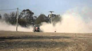 Claas And Same spreading lime and case digger loading the lime spreader