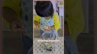 2 year old Makes Cookies in Montessori kitchen #shorts