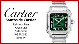 ▶ Cartier Santos De Cartier Large Stainless Steel Green Dial WSSA0062 - REVIEW