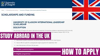 2022-2023 UNIVERSITY OF GLASGOW INTERNATIONAL LEADERSHIP SCHOLARSHIP