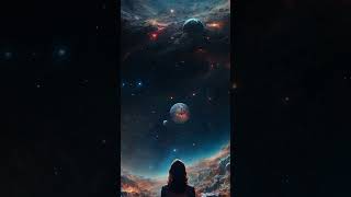 Beautiful animated girl in the galaxy milky way