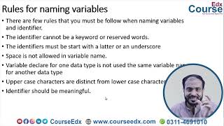 14  Explain Rules for naming Variables