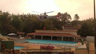 Helicóptero Águia 8,tentativa de captar água na piscina do Venceslau Club(Presidente Venceslau -SP)