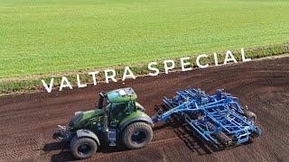 Valtra tractors preparing ground in Lancashire, April 2024