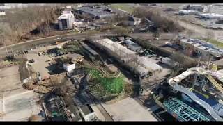 Oscar's Wacky Taxi Roller Coaster Aerial Construction Footage