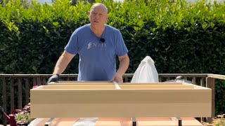 Staining the display shelf unit in the sunshine