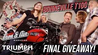 The Dime City, Iron & Air & Triumph Motorcycles Bonneville T100 Giveaway! - Final Giveaway