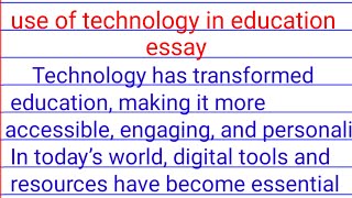 use of technology in education essay in english| essay on use of technology in education